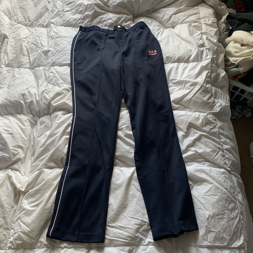 Navy Adidas USA track pants